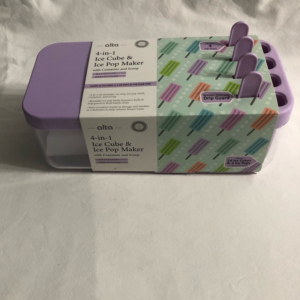4-in-1 Ice Cube & Ice Pop Maker - purple.10.1X4.8X3.5in